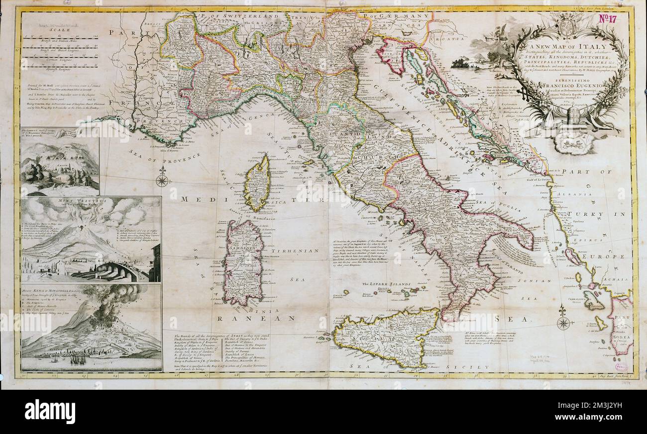 Eine neue Karte Italiens, die alle Souveränitäten in ihr unterscheidet, ob  Staaten, Königreiche, holländer, Fürstentümer, Republicks, &c : mit den  Poststraßen und vielen Bemerkungen, die auf keiner Karte zu finden sind ,