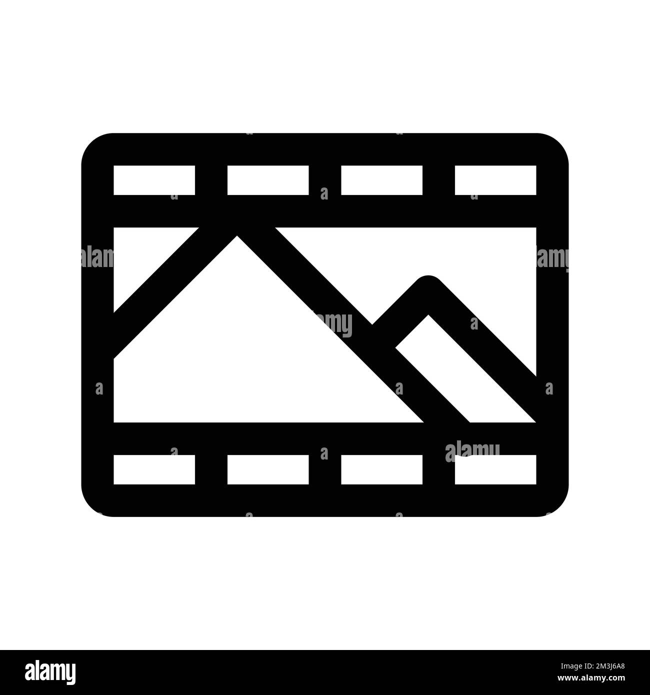 Eine Vektordarstellung des technologischen Symbols eines analogen Filmrahmens, isoliert auf weißem Hintergrund Stock Vektor