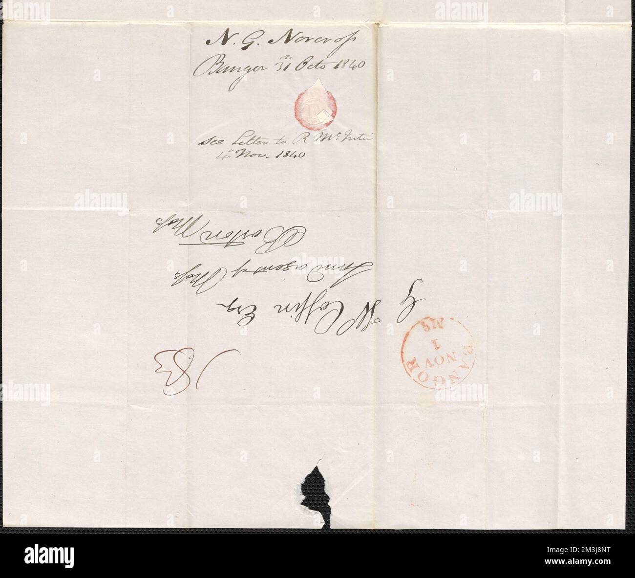 Nicholas Norcross an George Coffin, 31. Oktober 1840 , Public Land Sales, United States, Massachusetts, Politics and Government, 1775-1865, Maine, Politik und Regierung, 1775-1865, Vereinigte Staaten, Geschichte, Revolution, 1775-1783, Ansprüche, Kanada, Grenzen, Vereinigte Staaten Stockfoto