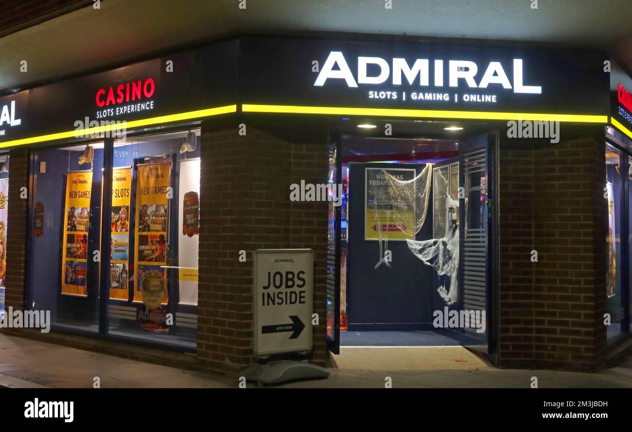 Admiral Slots Casino Gaming Shop, 1-2 Union St, Warrington, Cheshire, England, GROSSBRITANNIEN, WA1 2AN - NOVOMATIC Stockfoto