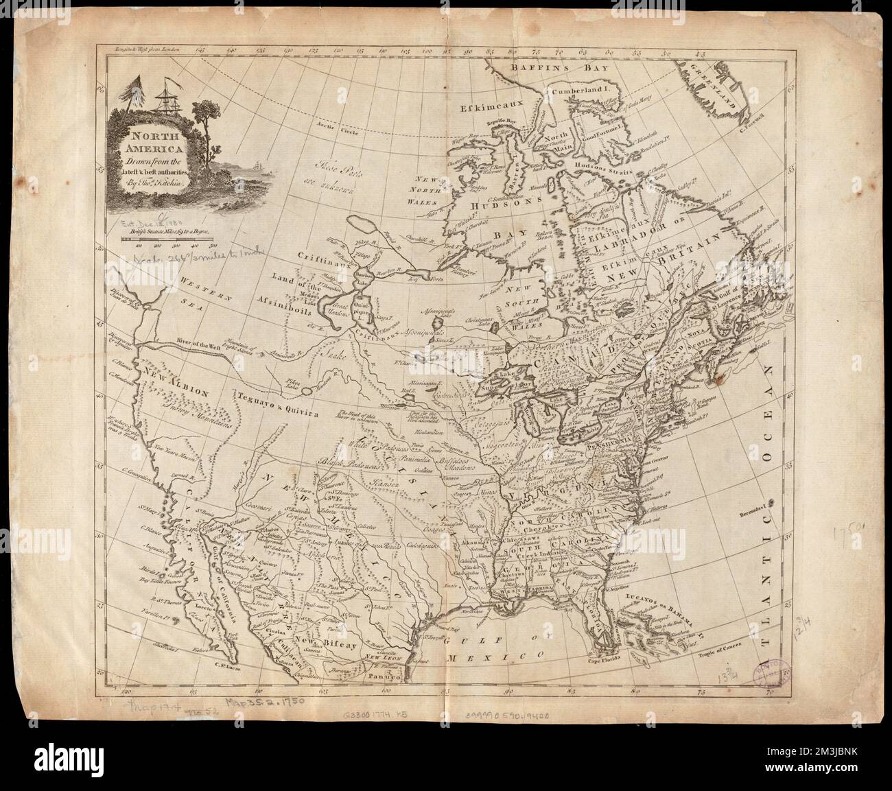 Nordamerika, Nordamerika, Karten, frühe Arbeiten an 1800 Norman B. Leventhal Map Center Collection Stockfoto