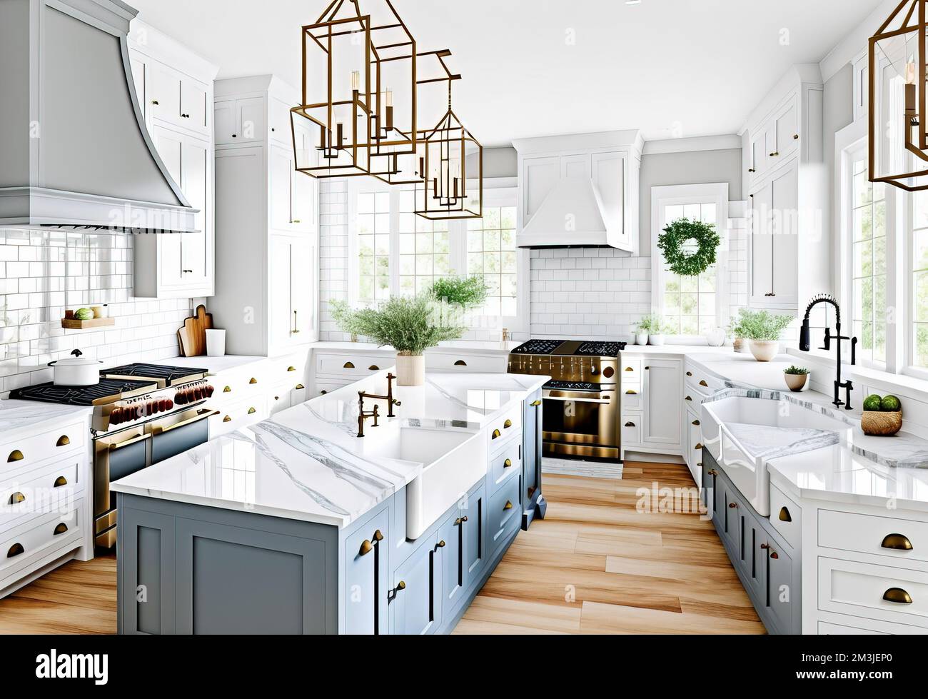 Modernes Küchendesign in einem luxuriösen Haus Stockfoto