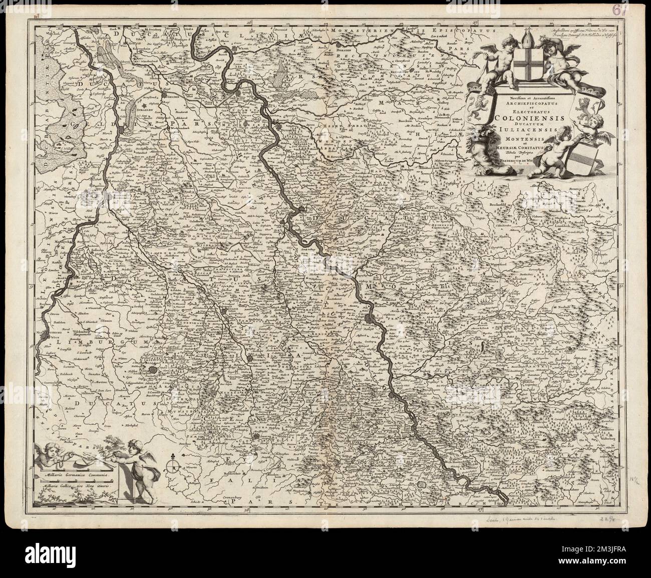 Novissima et accurate atissima archiepiscopatus et electoratus Coloniensis ducatuum Iuliacensis et Montensis et Meursiae comitatus tabula , Kölner Wähler, Karten, frühe Werke bis 1800, Nordrhein-Westfalen Deutschland, Karten, frühe Werke bis 1800 Norman B. Leventhal Map Center Collection Stockfoto