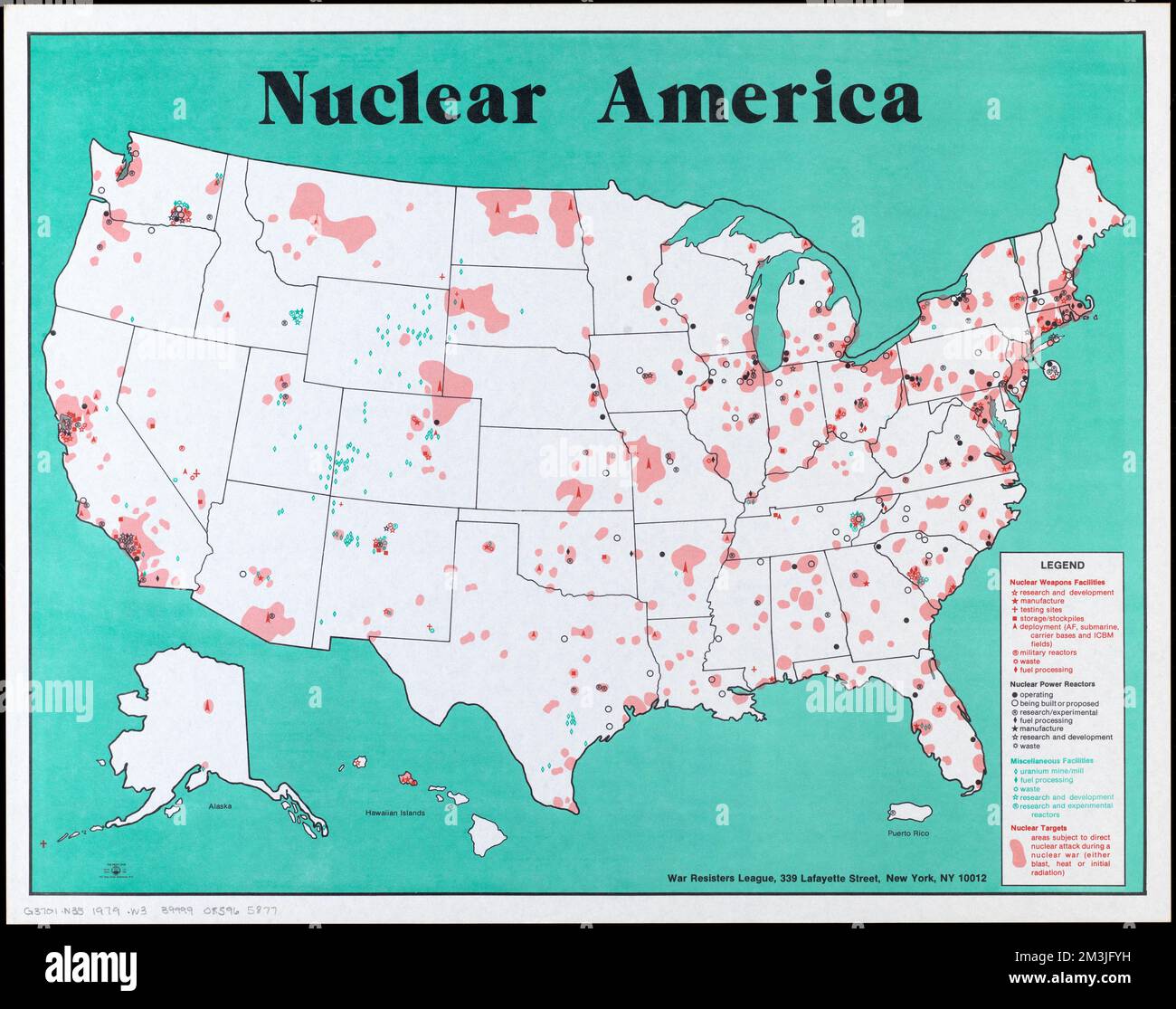 Nuclear America , Vereinigte Staaten, Maps, Nuclear Facilities, Vereinigte Staaten, Karten, radioaktiver Fallout, USA, Karten Norman B. Leventhal Map Center Collection Stockfoto