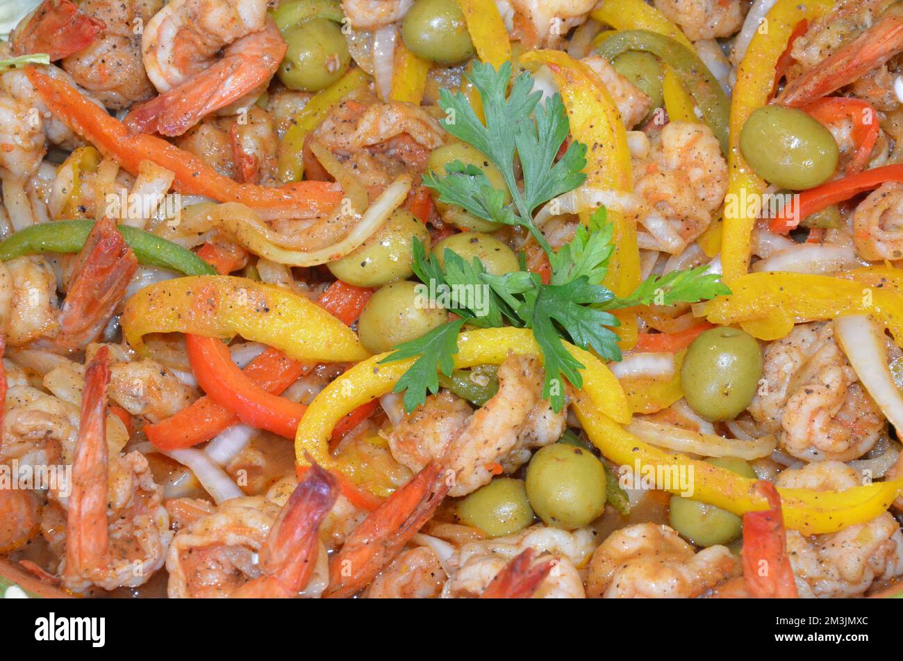 Garnelensalat ist eine regionale Spezialität in Mazatlan, Mexiko Stockfoto
