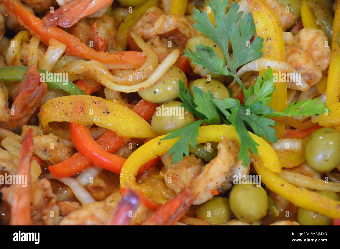 Garnelensalat ist eine regionale Spezialität in Mazatlan, Mexiko Stockfoto