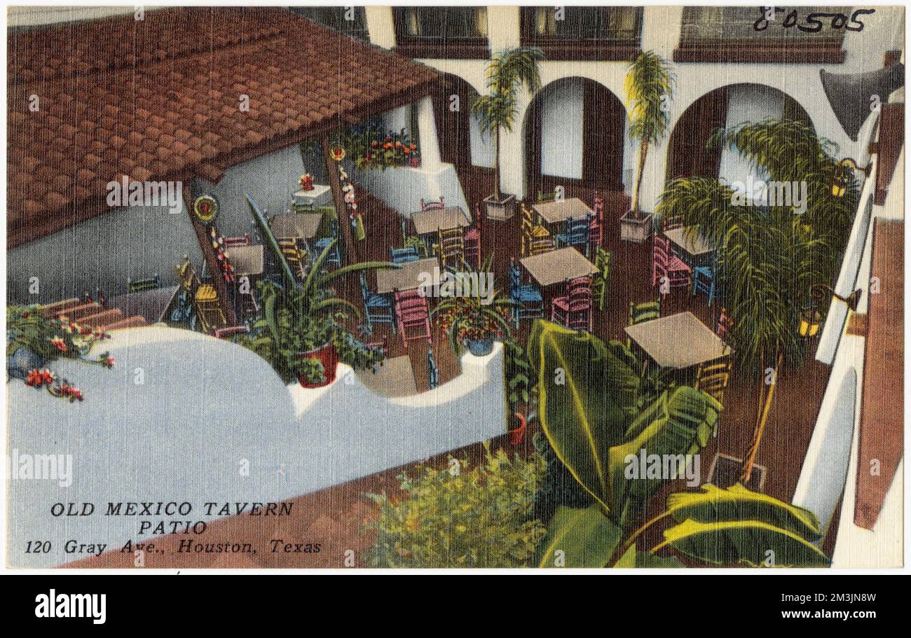 Old Mexico Tavern Patio, 120 Gray Ave., Houston, Texas , Tichnor Brothers Collection, Postkarten der Vereinigten Staaten Stockfoto