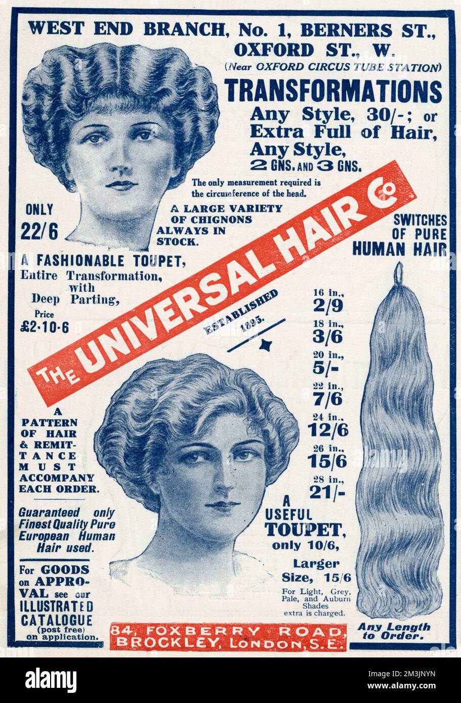 Menschliche Haarverlängerungen verändern die Frisur von Frauen. Datum: 1913 Stockfoto