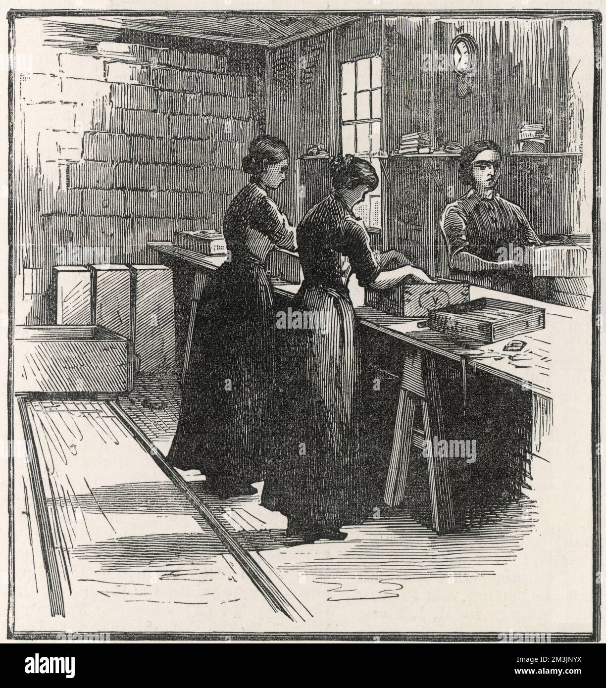Herstellung von Dynamite bei Nobel Works, Ardeer, Schottland: Dynamitkartuschen in Kartons. 1884 Stockfoto