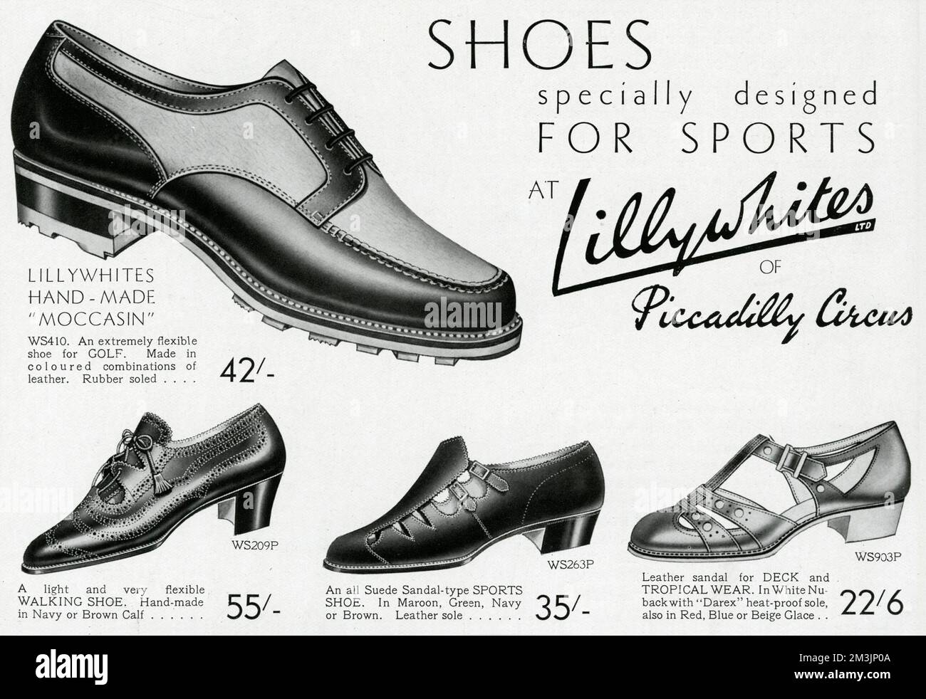 Speziell für den Sport entworfene Schuhe bei Lillywhites. 1937 Stockfoto