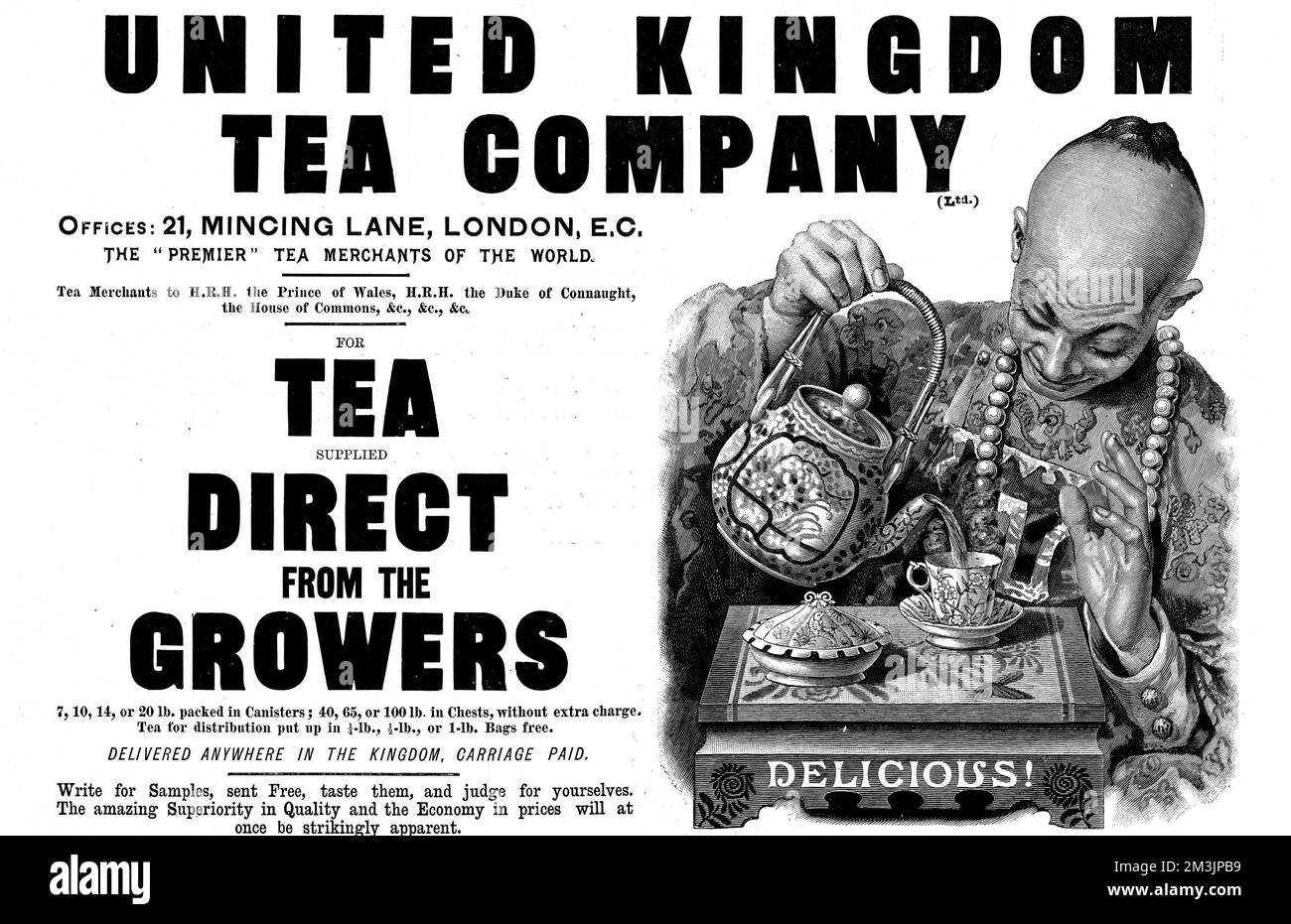 Werbung für die United Kingdom Tea Company Ltd. 1895 Stockfoto