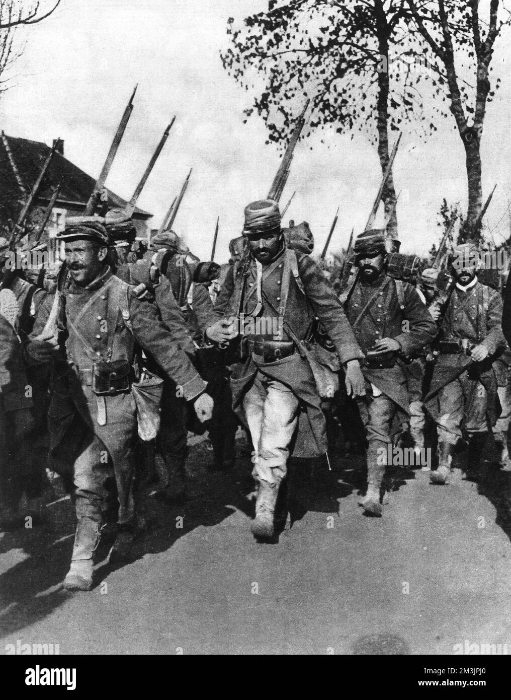 Französische Soldaten auf dem marsch Stockfoto