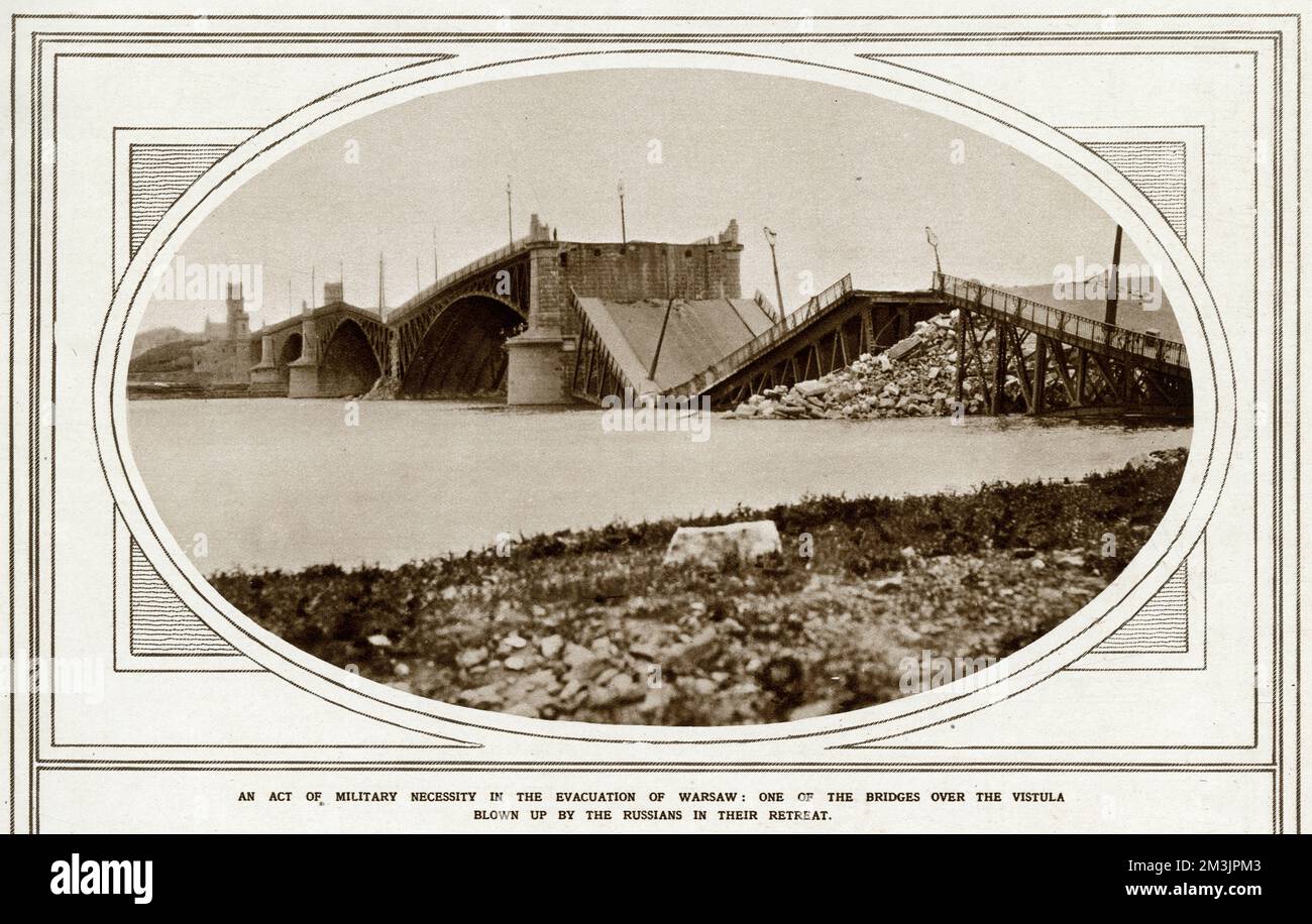 Gesprengte Brücke in Warschau 1915 Stockfoto