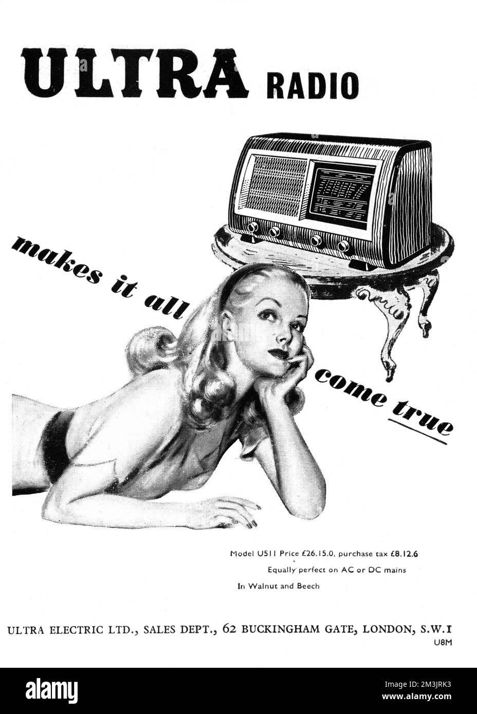 Werbung für Ultra Radio 1947 Stockfoto