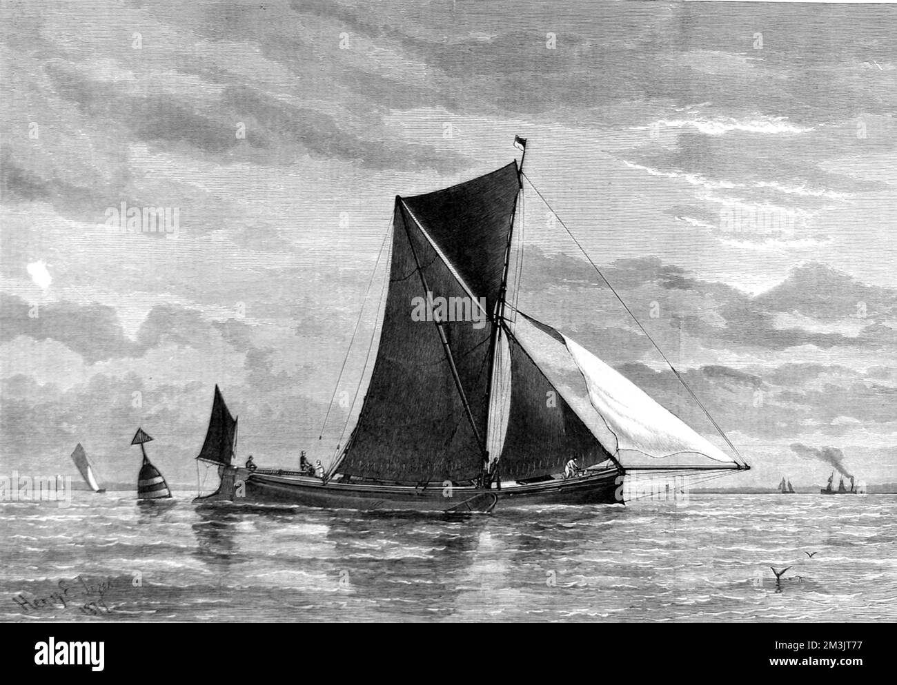 Der Eroberer im Clipper Barge Match 1879 Stockfoto