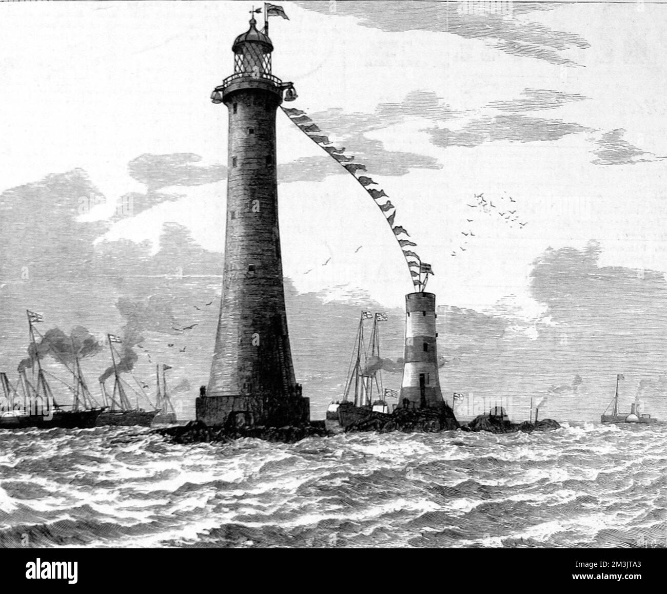 Offizielle Eröffnung des Eddystone Lighthouse 1882 Stockfoto