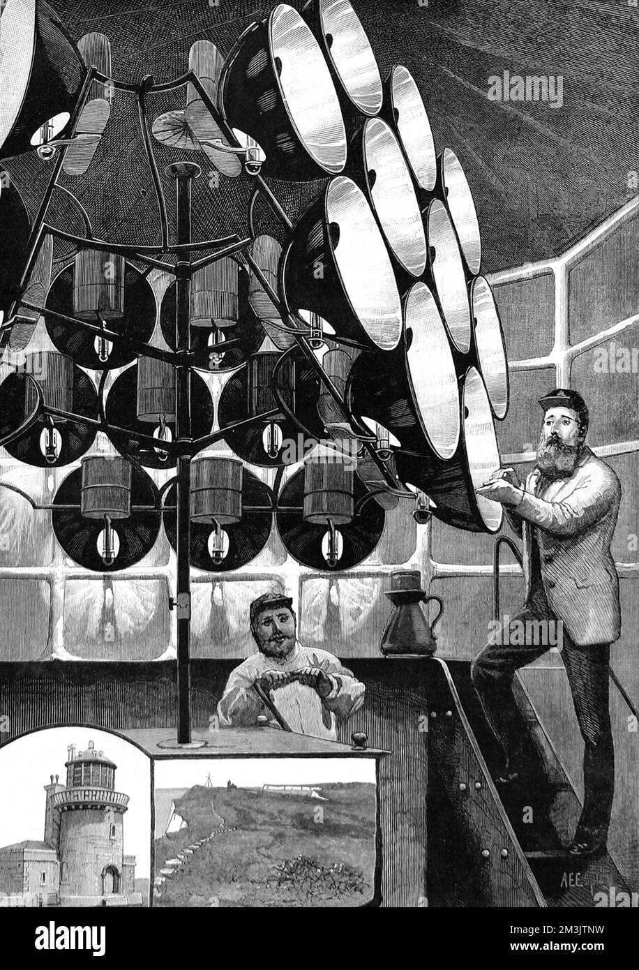 Laterne des Beachy Head Lighthouse, Sussex 1884 Stockfoto