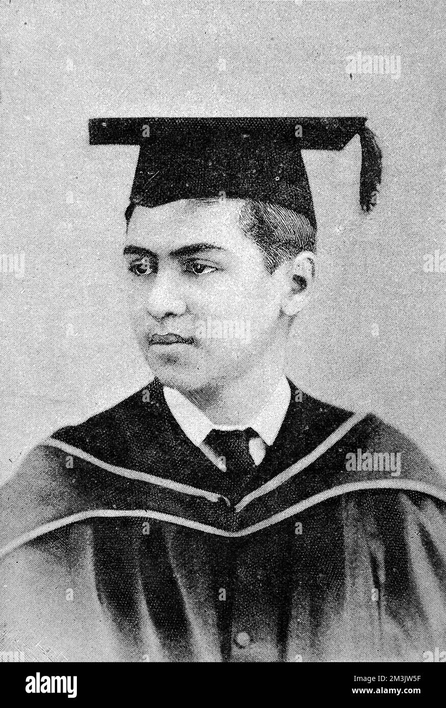 Percy H. Ezechiel, der seinen B.A. an der Bombay University im Alter von 15 Jahren absolvierte. Stockfoto