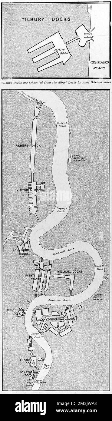 Karte der Londoner Docks 1908 Stockfoto