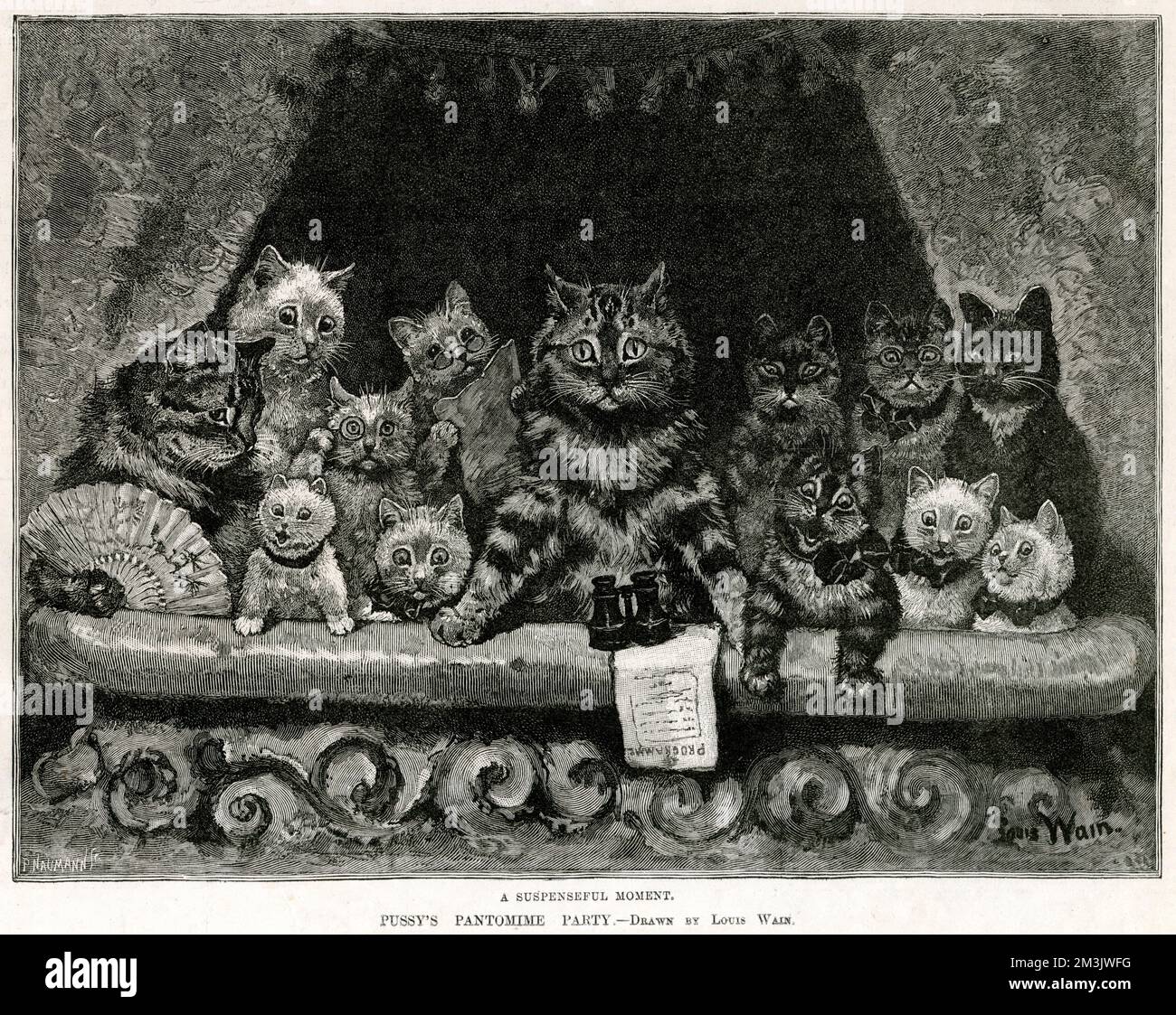 Puss at the Play - Tragödie und Komödie Stockfoto