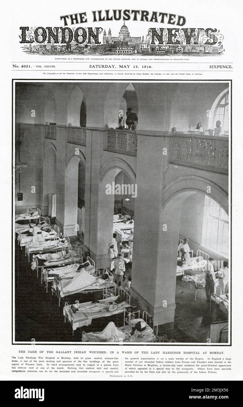 Verwundete indische Soldaten werden im Lady Hardinge war Hospital in Bombay (Mumbai) 1916 betreut. Stockfoto