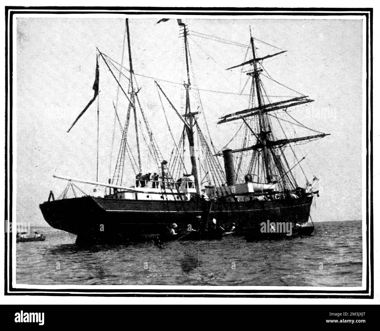 Foto des Polarforschungsschiffs „Nimrod“ kurz nach seiner Rückkehr von der Nimrod Antarktis Expedition von 1908-09, vor Falmouth, 1909. Datum: 1909 Stockfoto