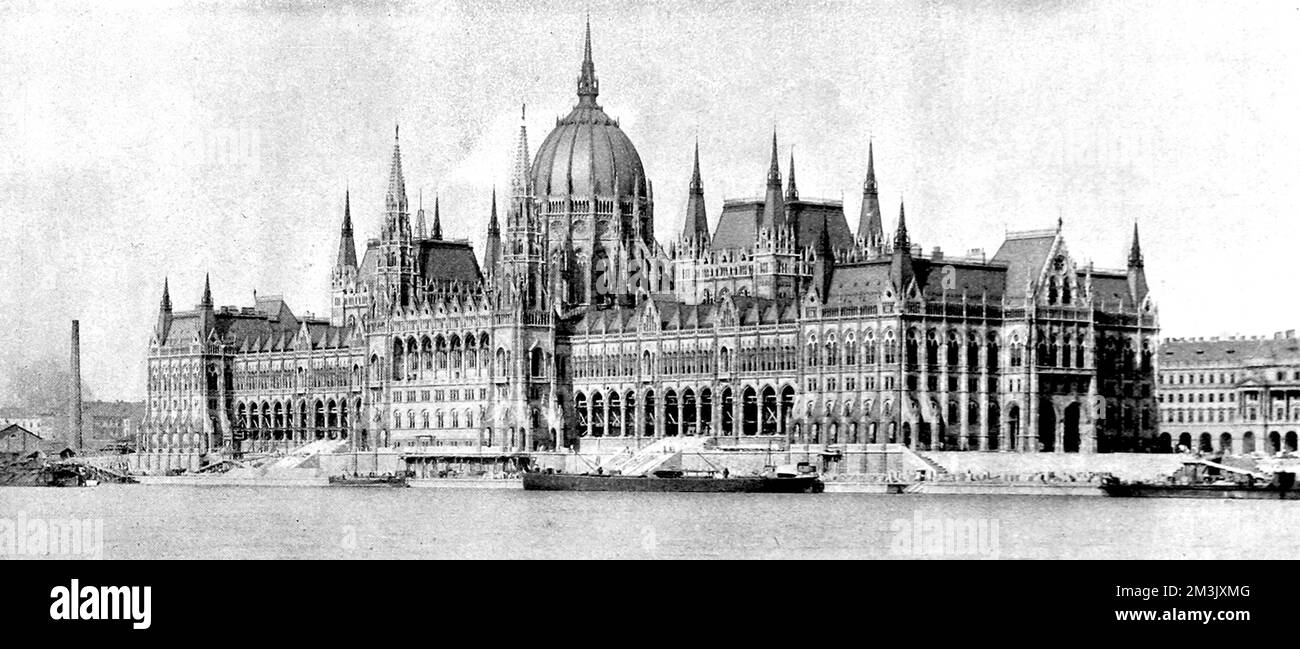 Das ungarische Parlament, Budapest, 1902. Stockfoto