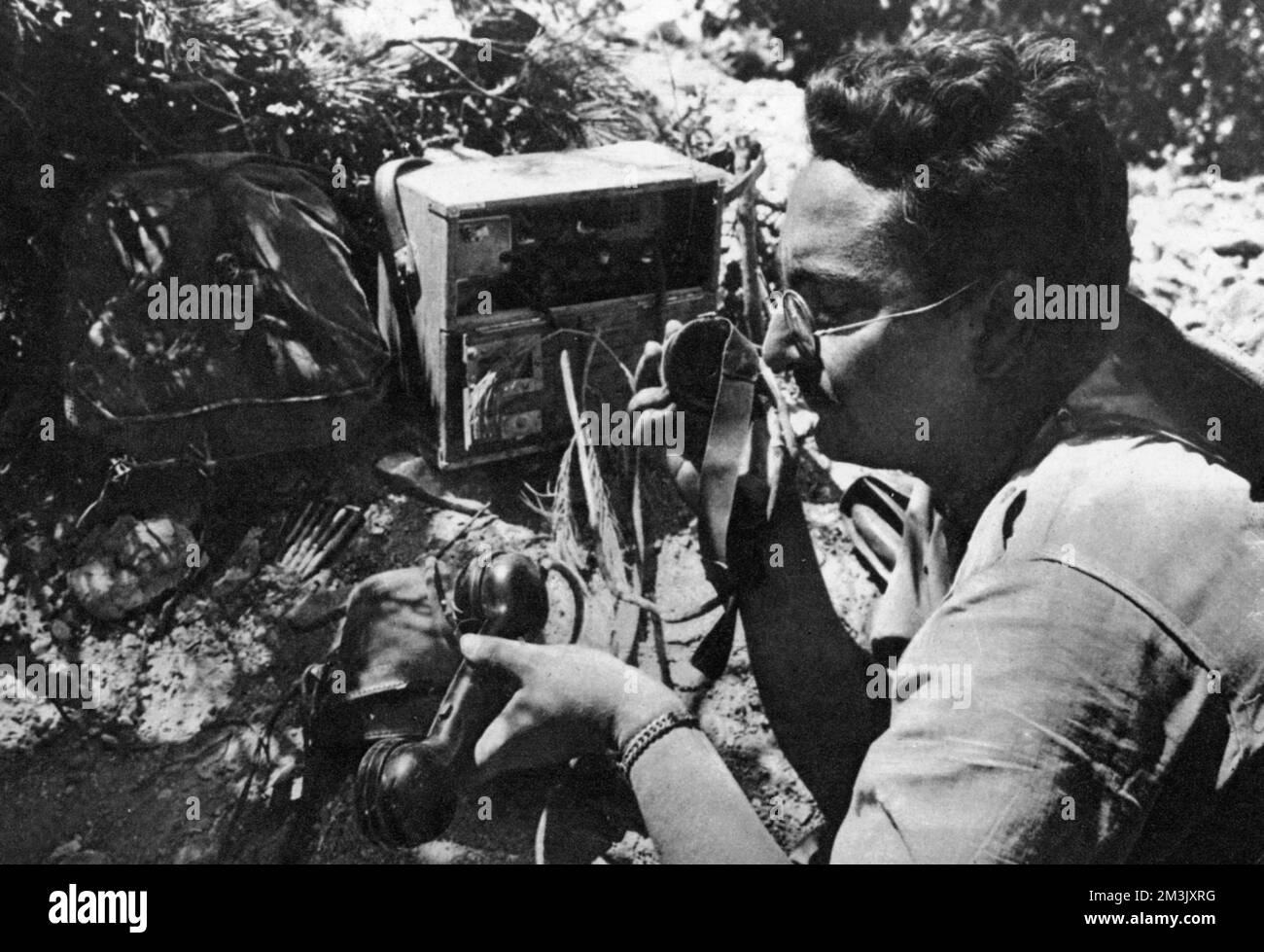 Nationalist Artillery Observer, Ebro, Spanischer Bürgerkrieg, 193 Stockfoto