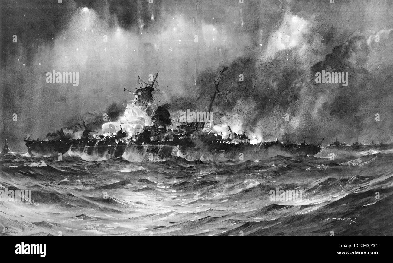 Der Untergang der Scharnhorst in der Schlacht von Norden Stockfoto