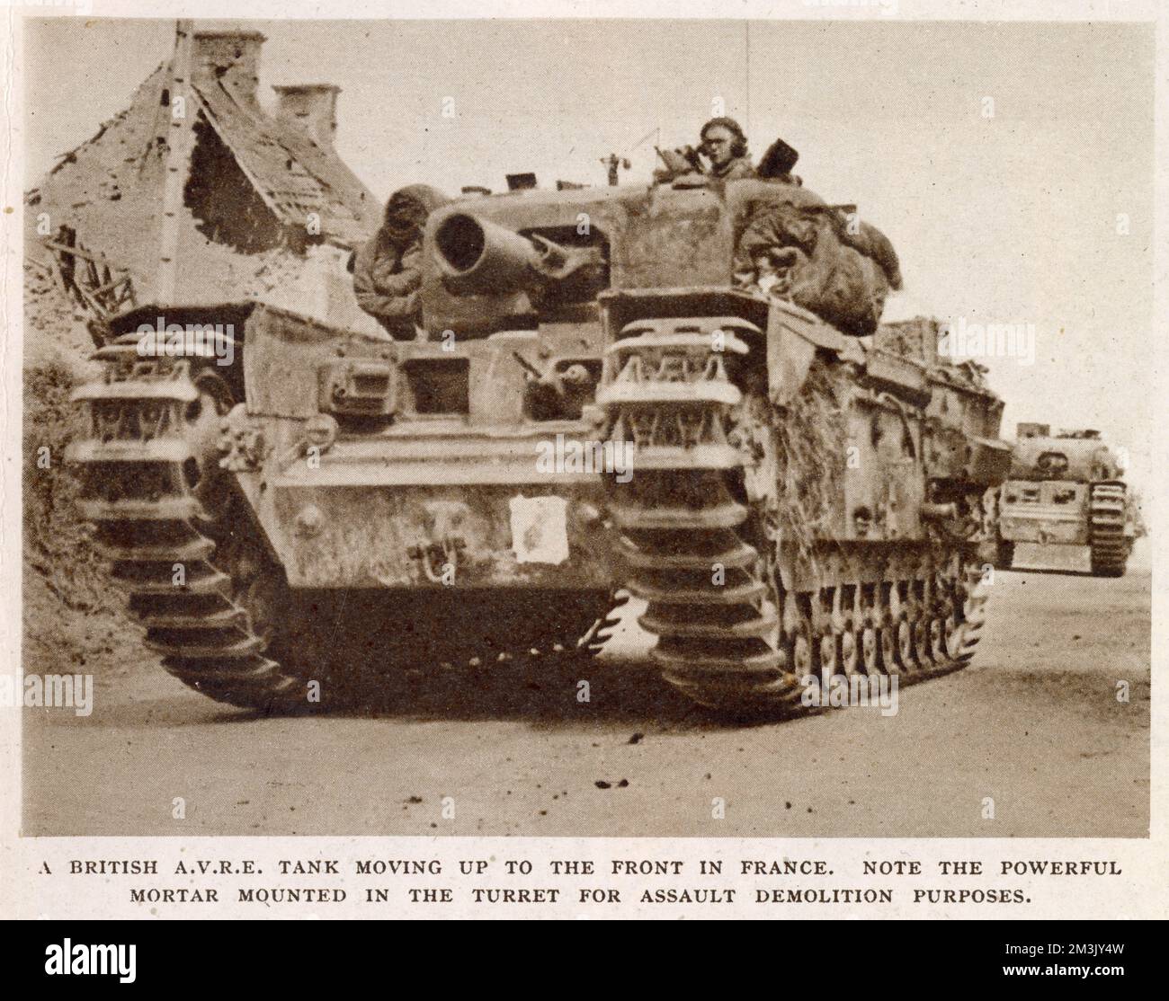 Churchill AVRE Tank in Frankreich; zweiter Weltkrieg, 1944 Stockfoto