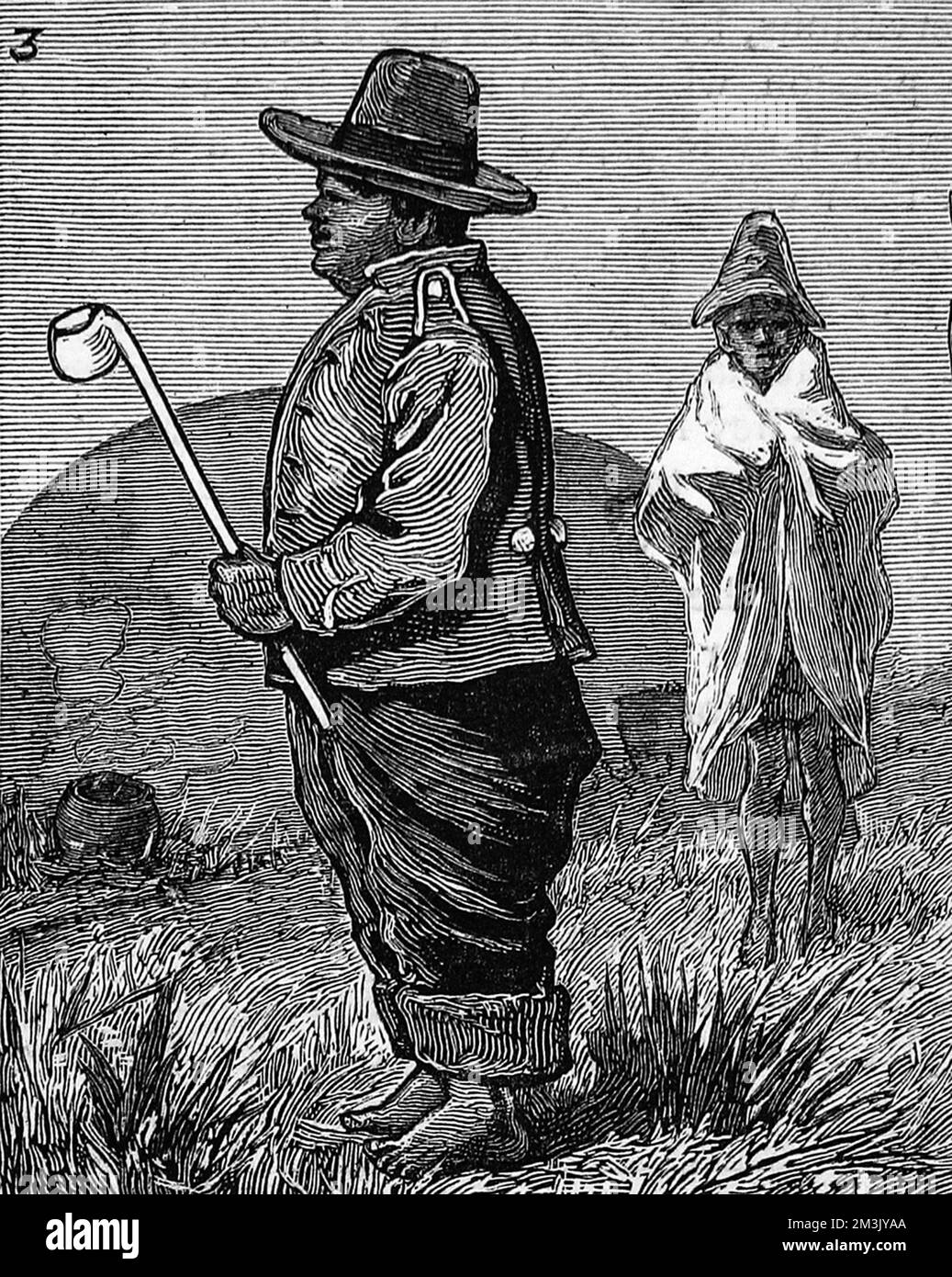 Cetshwayos Sohn und sein Nachhilfelehrer. Dinuzulu im Alter von 12 Jahren und mit einem Gewicht von 14 Steinen. Er folgte seinem Vater als König der Zulus und erlitt Inhaftierungen und Exil, bevor er im Oktober 1913 im Alter von 45 Jahren starb. Datum: 1883 Stockfoto