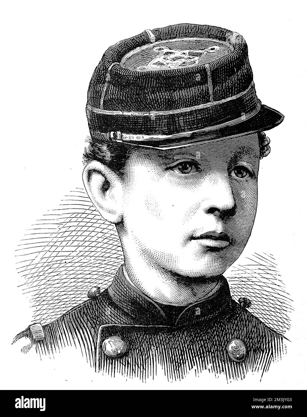 Prinz Louis Napoleon stellte sich als junger Junge in Militäruniform vor, als der französisch-preußische Krieg 1870 stattfand. Der Prinz wurde während des Zulu-Krieges am 1.. Juni 1879 in einem Hinterhalt getötet. Datum: 1879 Stockfoto