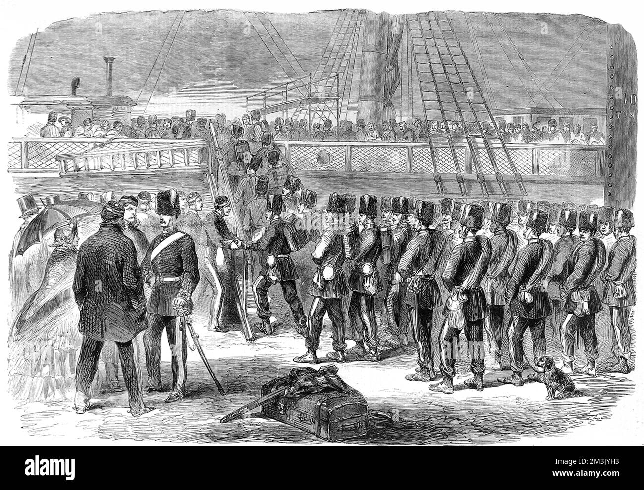 Amerikanischer Bürgerkrieg. Einschiffung in Woolwich. Stockfoto