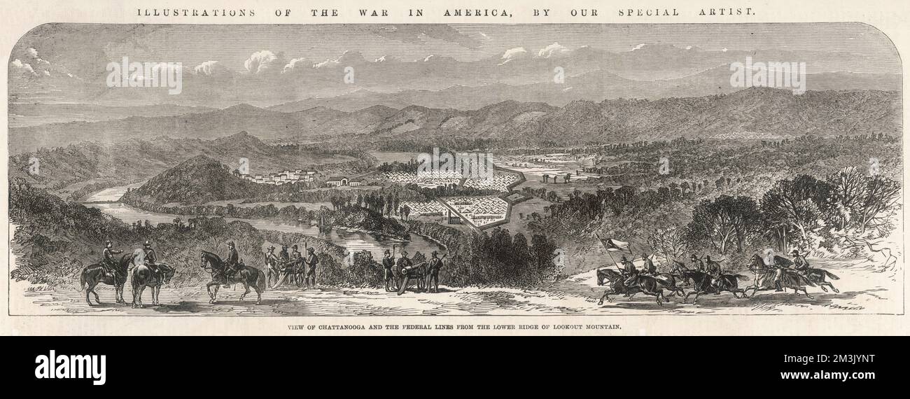 Die Bundesposition in Chatanooga; amerikanischer Bürgerkrieg 1863 Stockfoto