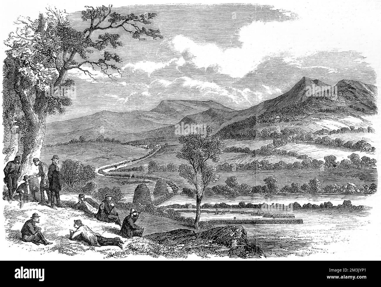 Truppen, die den Shanandoah River überqueren; amerikanischer Bürgerkrieg Stockfoto