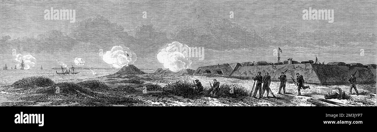 Fort Fisher, Cape Fear; Amerikanischer Bürgerkrieg, 1864. Stockfoto