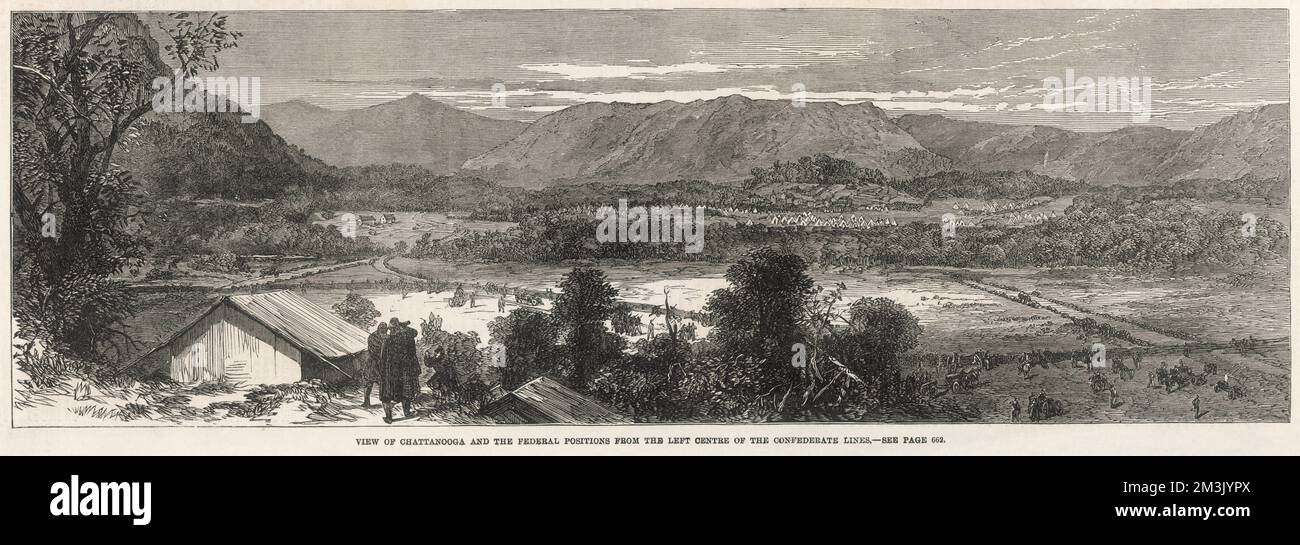 Die Bundesposition in Chatanooga; amerikanischer Bürgerkrieg 1863 Stockfoto