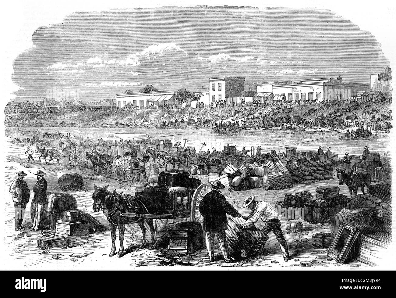 Konföderierte Truppen verlassen Brownsville; amerikanischer Bürgerkrieg, Stockfoto