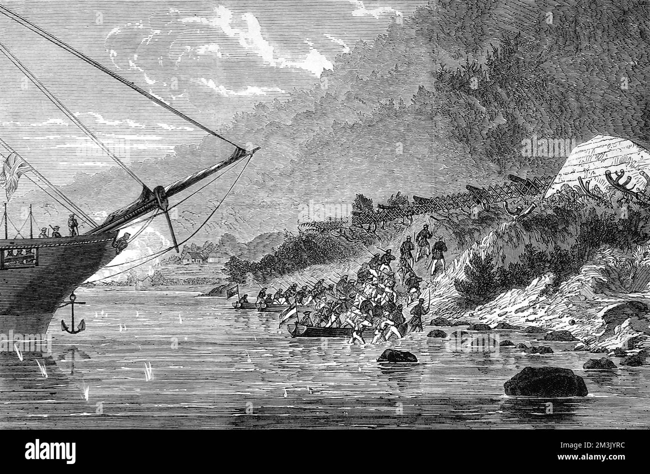 Schlacht bei Simonosaki; Amerikanischer Bürgerkrieg 1864. Stockfoto