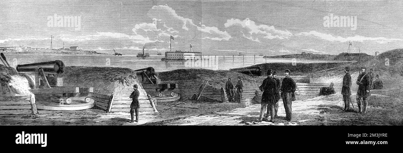 Die Verteidigung von Charleston; amerikanischer Bürgerkrieg 1863. Stockfoto