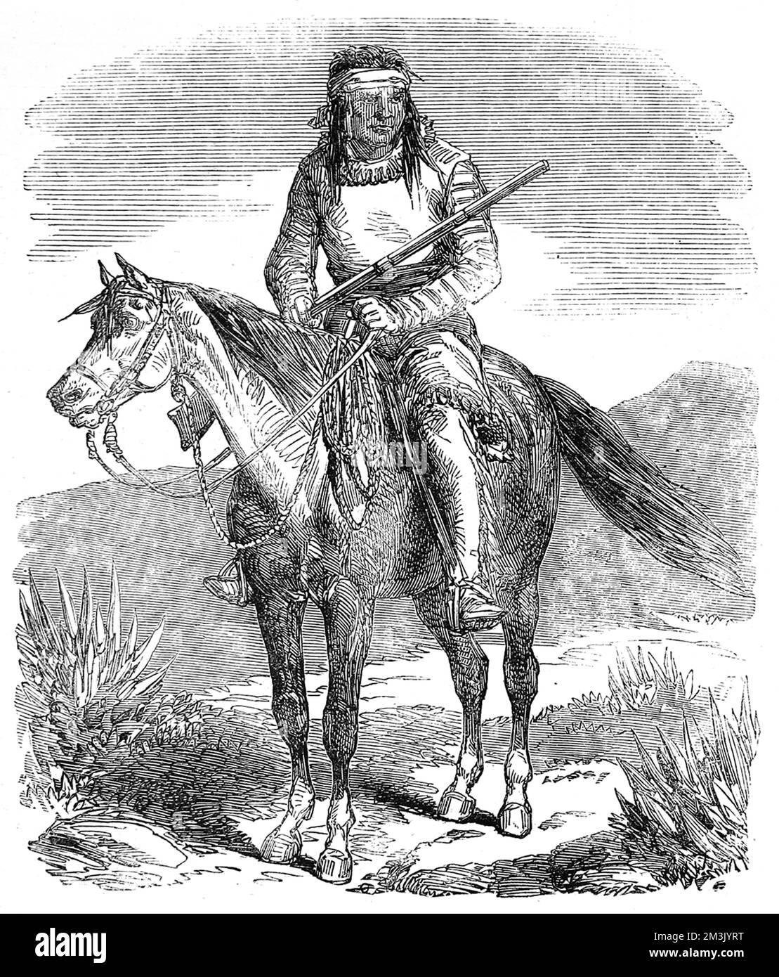 Krieger des indianischen Indianerstamms, der Lipan 1858 Stockfoto