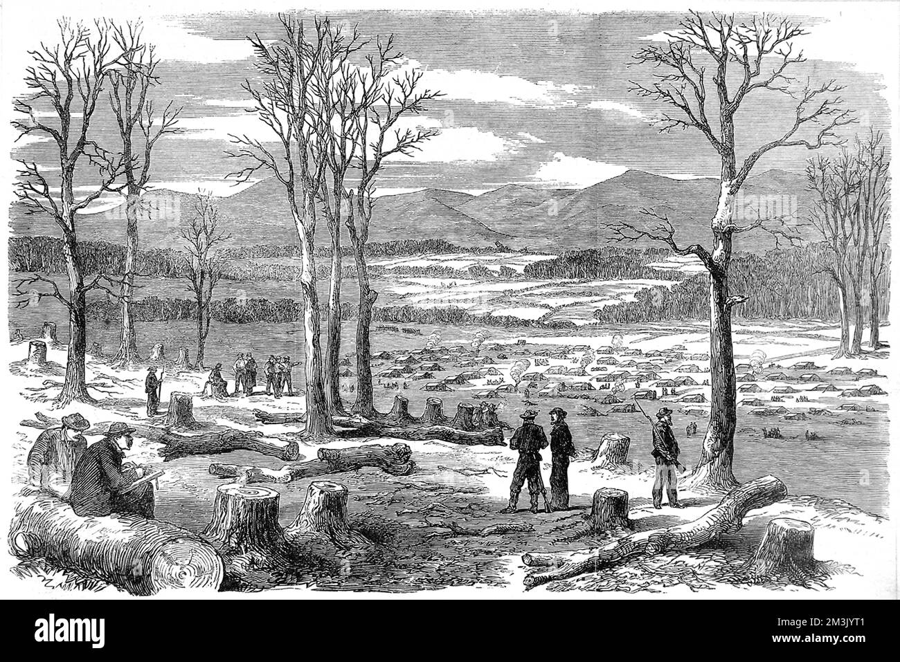 Confederate Army Winter Quarters, Rapidan; American Civil Wa Stockfoto