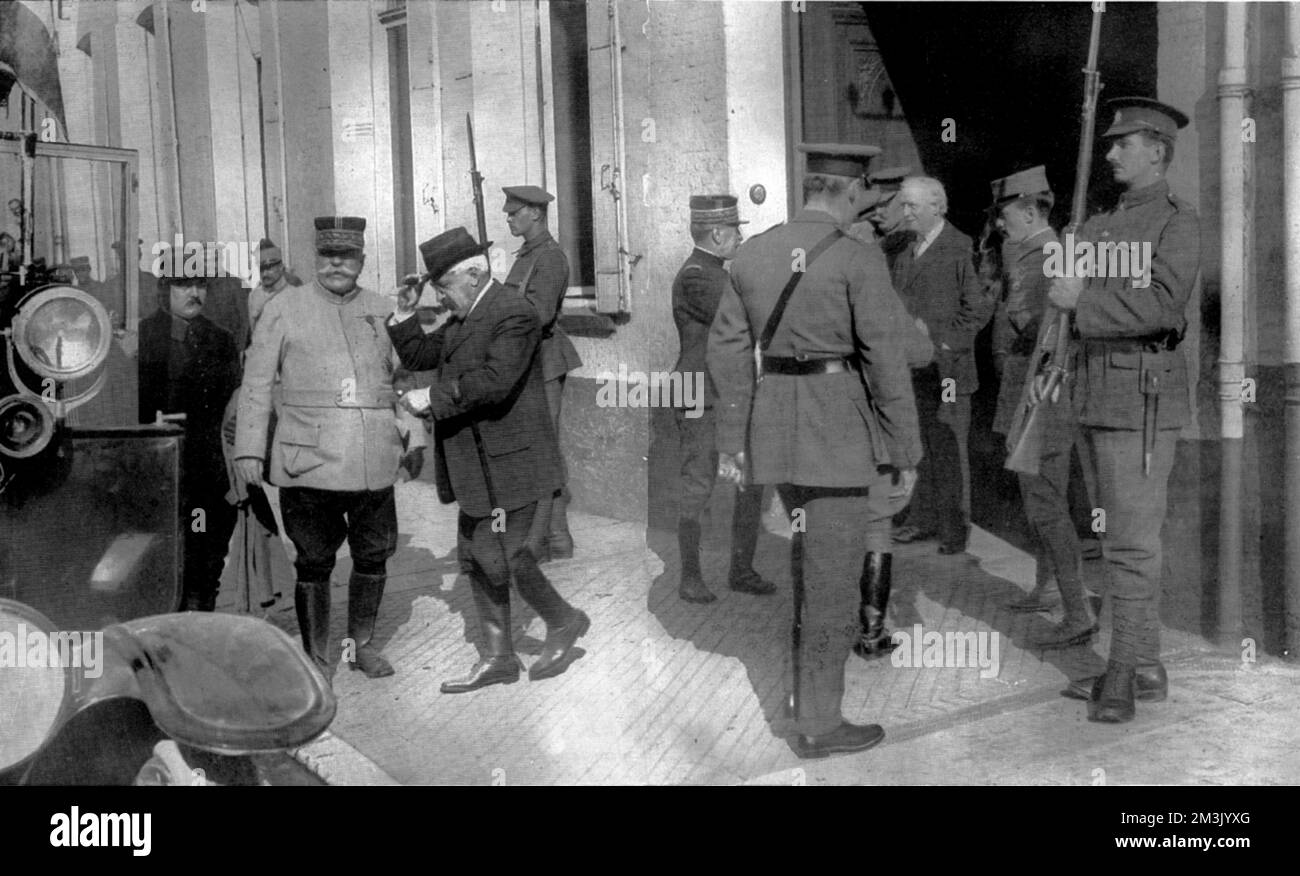 H.H. Asquith, M. Millerand und General Joffre bei British Arm Stockfoto