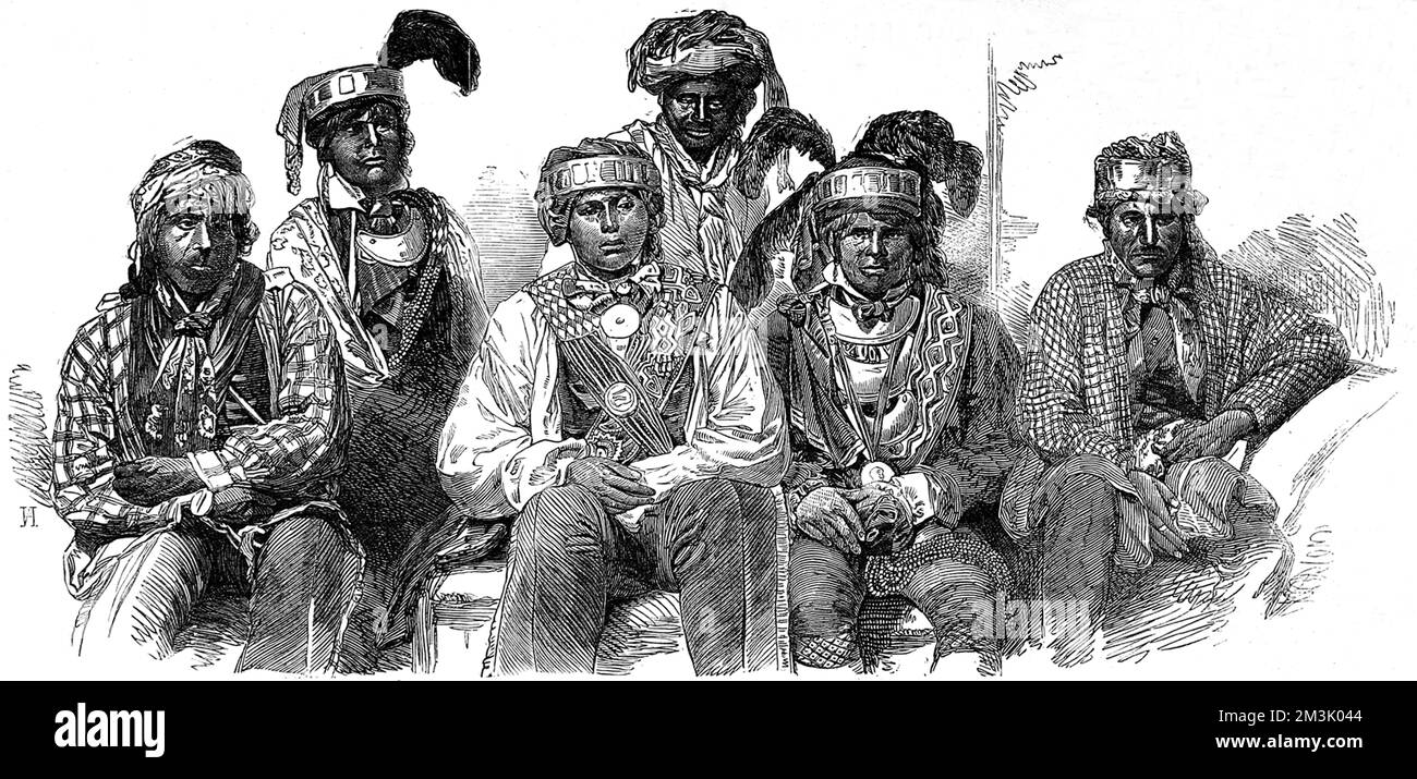 Billy Bowlegs (Holata Micco) war Anführer der Seminolen und diente im Bürgerkrieg als Captain der Union Army. Dieses Bild stammt aus dem Seminolenkrieg von 3., 1855-58, wo seine Leute Widerstand leisteten, von der US-Regierung von Florida nach Oklahoma umgesiedelt zu werden. Datum: 1800 Stockfoto