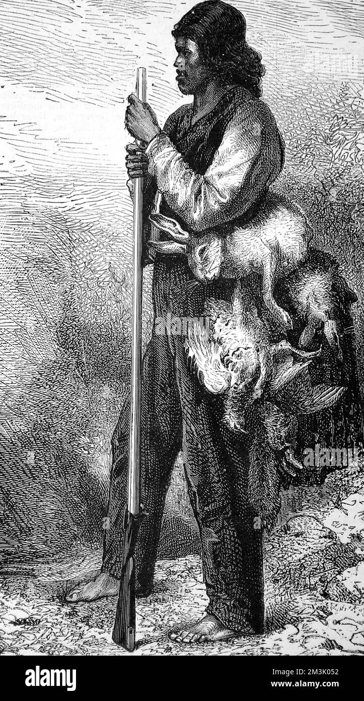 Amerikanische Indianer. Indischer Jäger mit halber Rasse. Stockfoto