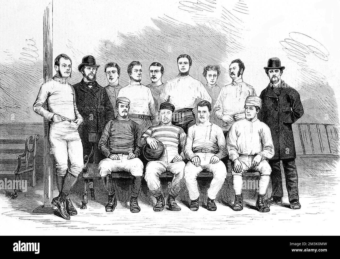 Das Team des Sheffield Football Clubs, gesehen am Ende der Saison 1873-1874. Der Sheffield FC wurde 1857 gegründet und ist angeblich der älteste Verein der Welt. 1874 Stockfoto