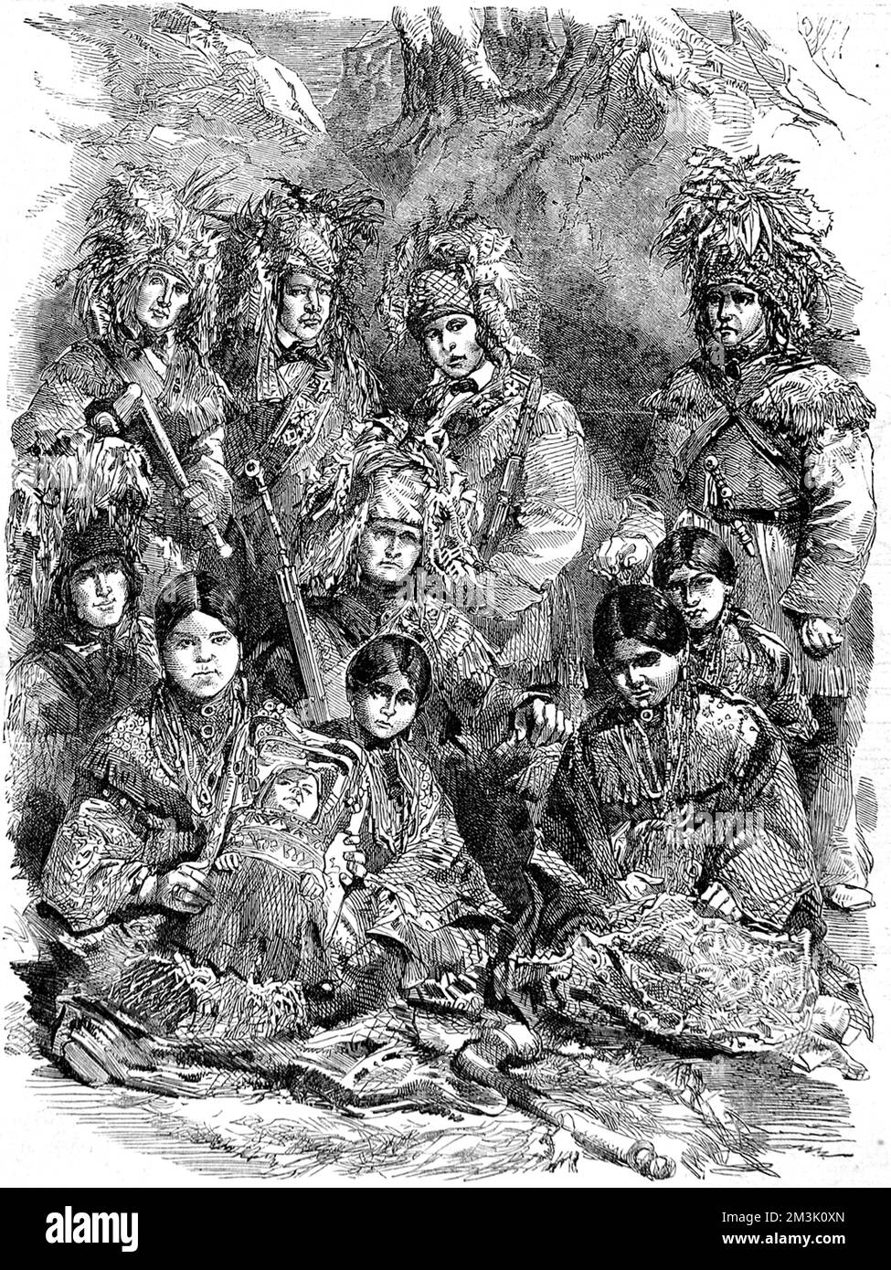 Ojibway- und Potawatamie-Indianer, 1856. Stockfoto