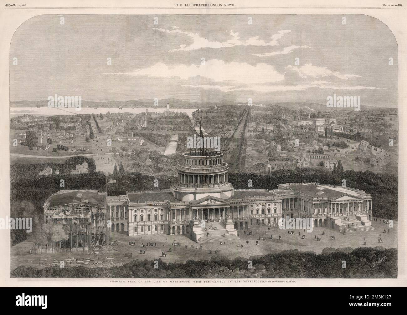 Luftaufnahme des Kapitols, Washington 1861 Stockfoto