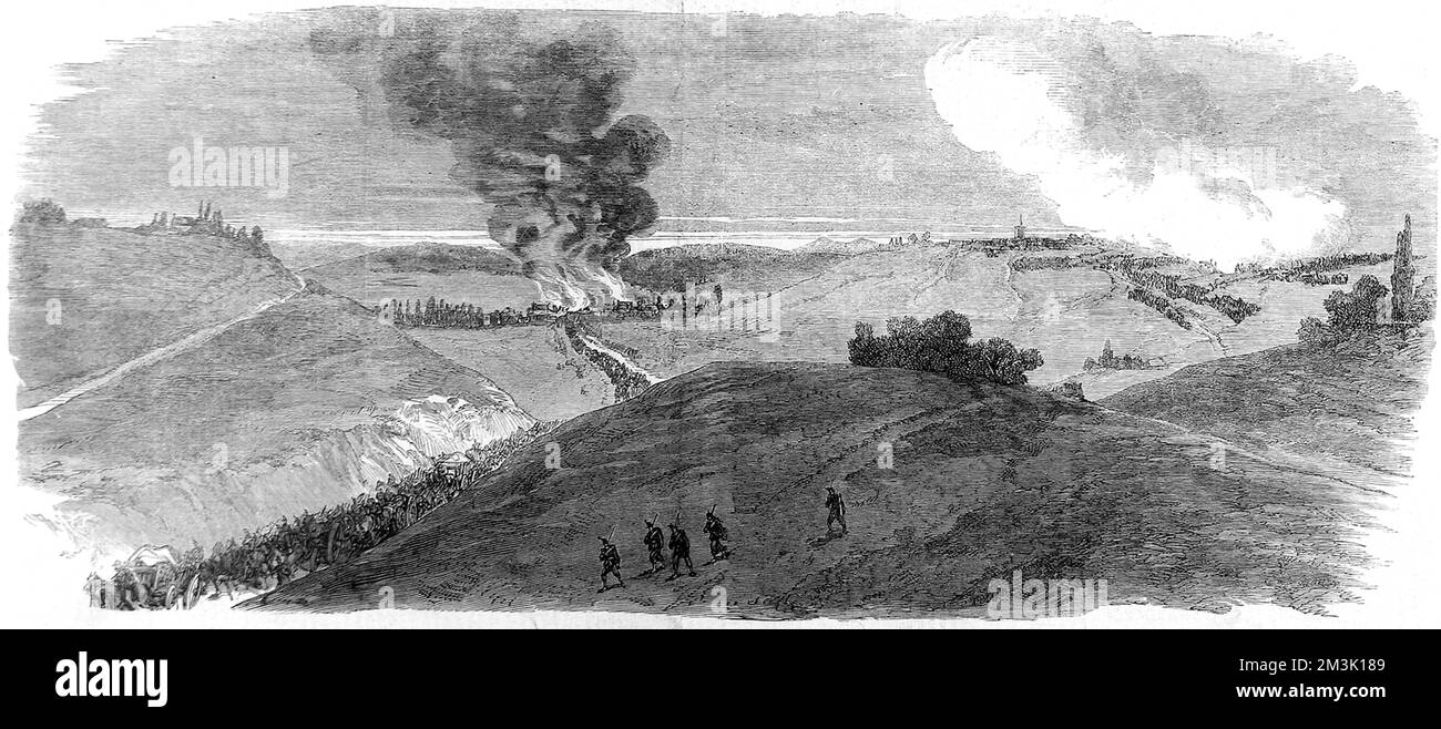 Französische Armee zieht sich aus Carignan zurück; französisch-preußischer Krieg Stockfoto