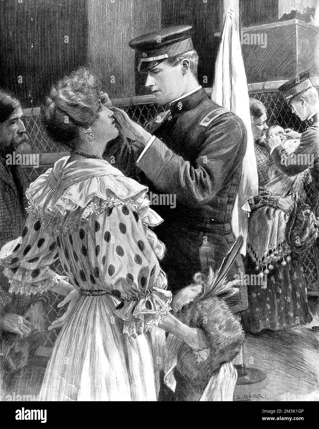 Ein Chirurg untersucht einen Einwanderer, Ellis Island, New York Stockfoto